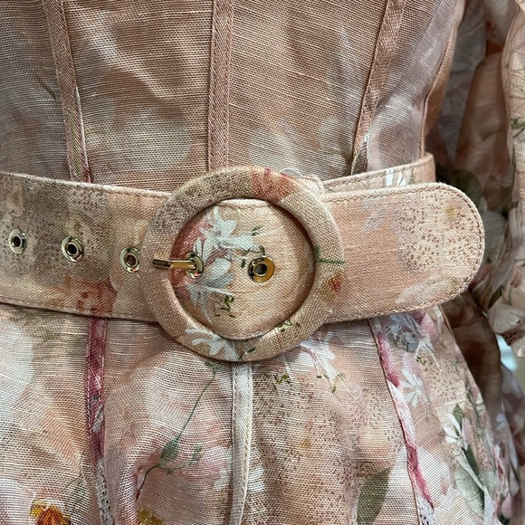 NWT Zimmermann Dancer Floral PuffSleeve Mini Dress Blush Garden Flora - Picture 10 of 11